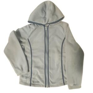 Light Blue Columbia Zip Up Lightweight SUPER Soft Fleece Hooded Jacket~ Size S
